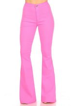 Load image into Gallery viewer, “Made To Gallivant” Neon Pink Super Stretch Bell Bottom Jeans

