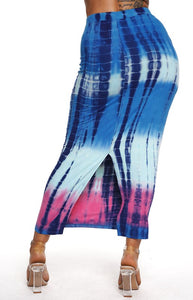 "Bria" Tie-Dye Midi Skirt Blue
