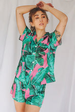 Load image into Gallery viewer, Pink Leaf Print Pajama Short Set