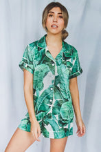 Load image into Gallery viewer, White Leaf Print Pajama Short Set