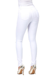 “Blanco” White Super Stretch High Rise Skinny Jeans