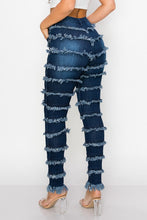 Load image into Gallery viewer, &quot;Frazzle Dazzle&quot; Fringe High Rise Skinny Jeans Dark Wash
