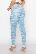 Load image into Gallery viewer, "Frazzle Dazzle" Fringe High Rise Skinny Jeans Light Wash