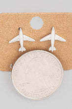 Load image into Gallery viewer, Rose Gold Dipped "Take Flight" Airplane Earrings