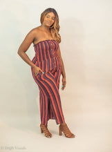 Load image into Gallery viewer, Striped Smocked Strapless Jumpsuit