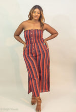 Load image into Gallery viewer, Striped Smocked Strapless Jumpsuit