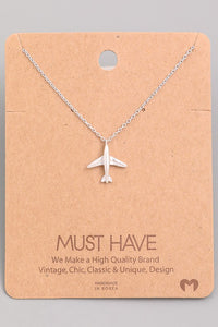 Silver Rhodium Plated "Take Flight" Airplane Necklace