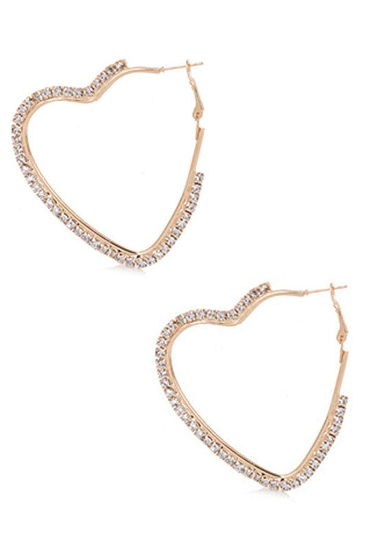 Open Heart Rhinestone Earrings