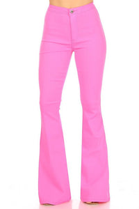 “Made To Gallivant” Neon Pink Super Stretch Bell Bottom Jeans