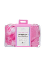Load image into Gallery viewer, Shower Cap &amp; Hair Turban Travel Set
