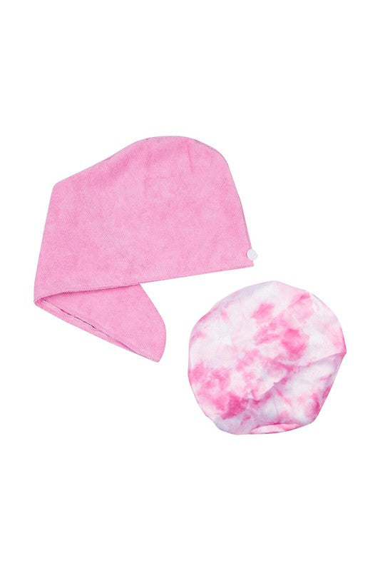Shower Cap & Hair Turban Travel Set