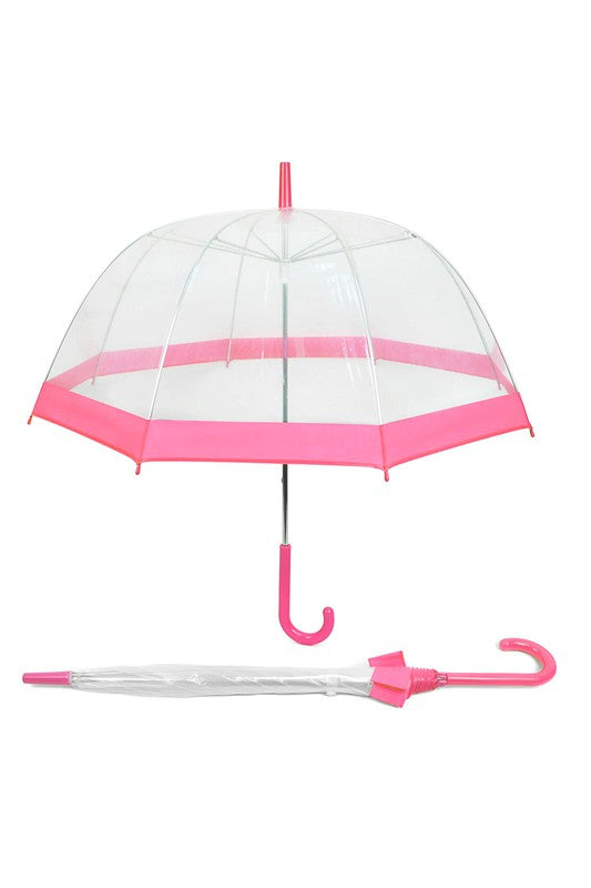 Transparent Bubble Umbrella Bubble Gum Pink Border