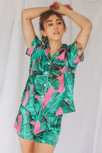 Load image into Gallery viewer, Pink Leaf Print Pajama Short Set
