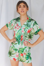 Load image into Gallery viewer, Tropical Floral and Leaf Print Pajama Short Set
