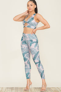 "Jahira" Tropical Print Sports Bra and Legging Set