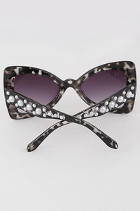 "Ava" Butterfly Sunglasses With Pearls