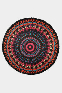 Mambo Black Multicolored Round Beach Towel