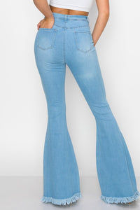 Distressed High Waisted Bell Bottom Jeans