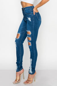 Distressed High Rise Skinny Jeans