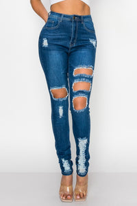 Distressed High Rise Skinny Jeans