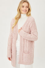 Load image into Gallery viewer, &quot;Make Me Blush&quot; Cable Knit Oversized Open Front Cardigan
