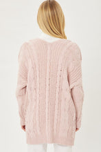 Load image into Gallery viewer, &quot;Make Me Blush&quot; Cable Knit Oversized Open Front Cardigan
