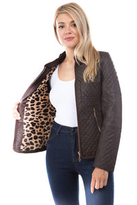 "Up To Speed" Quilted Vegan Leather Jacket