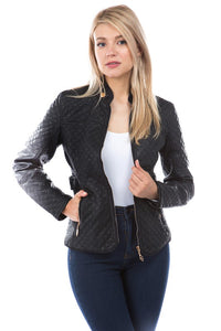 "Up To Speed" Quilted Vegan Leather Jacket