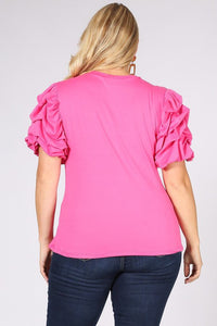 Hot Pink Puff Sleeve Blouse