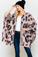 Load image into Gallery viewer, Pink Leopard Open Front Poncho One Size Fits Most
