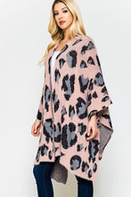 Load image into Gallery viewer, Pink Leopard Open Front Poncho One Size Fits Most
