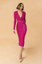 Load image into Gallery viewer, &quot;Allure&quot; Magenta Ribbed Sweater Dress
