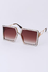 "So Dazzling" Square Rhinestone Sunglasses