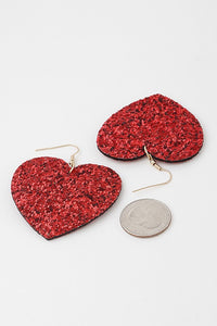 Red Glitter Heart Earrings