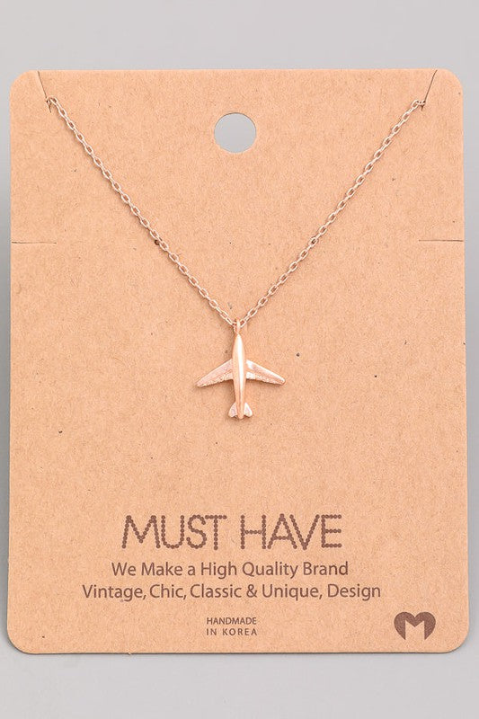 Rose Gold Dipped Take Flight Airplane Necklace – Gallivant Style