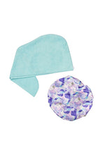 Load image into Gallery viewer, Shower Cap &amp; Hair Turban Travel Set
