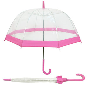 Transparent Bubble Umbrella Fuchsia Pink Border
