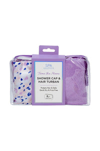 Shower Cap & Hair Turban Travel Set