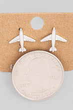 Load image into Gallery viewer, Silver Rhodium Plated &quot;Take Flight&quot; Airplane Earrings
