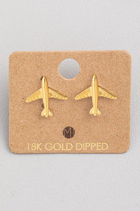 18k Gold Dipped "Take Flight" Airplane Earrings