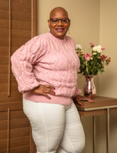 Load image into Gallery viewer, “Sweet Pearl” Pink Cable Knit Sweater
