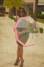 Load image into Gallery viewer, Transparent Bubble Umbrella Bubble Gum Pink Border

