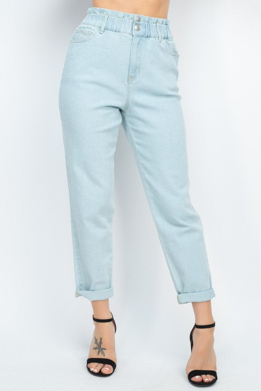 “One Hot Mama” High Waisted Mom Jeans Light Wash