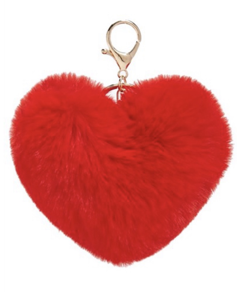 Fur Heart Pompom Key Chain