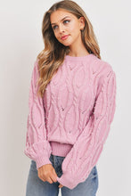 Load image into Gallery viewer, “Sweet Pearl” Pink Cable Knit Sweater
