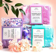 Load image into Gallery viewer, Shower Cap &amp; Hair Turban Travel Set
