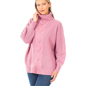 "Beautiful Rose" Turtleneck Sweater